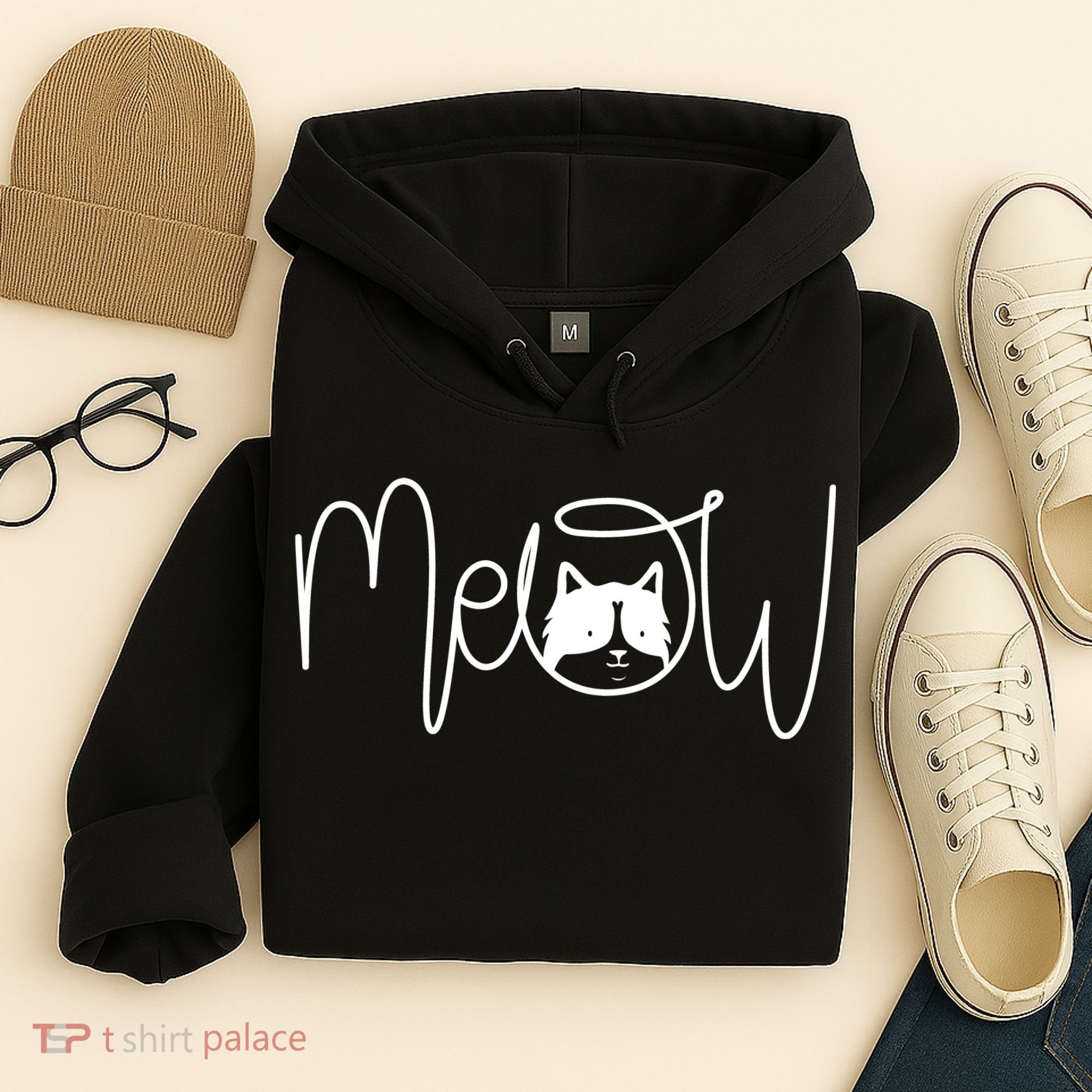 Meow Cat Calligraphy Hoodie