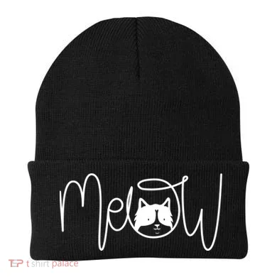 Meow Cat Calligraphy Beanie