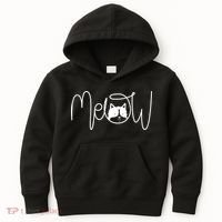 Meow Cat Calligraphy Kids Hoodie thumb 0