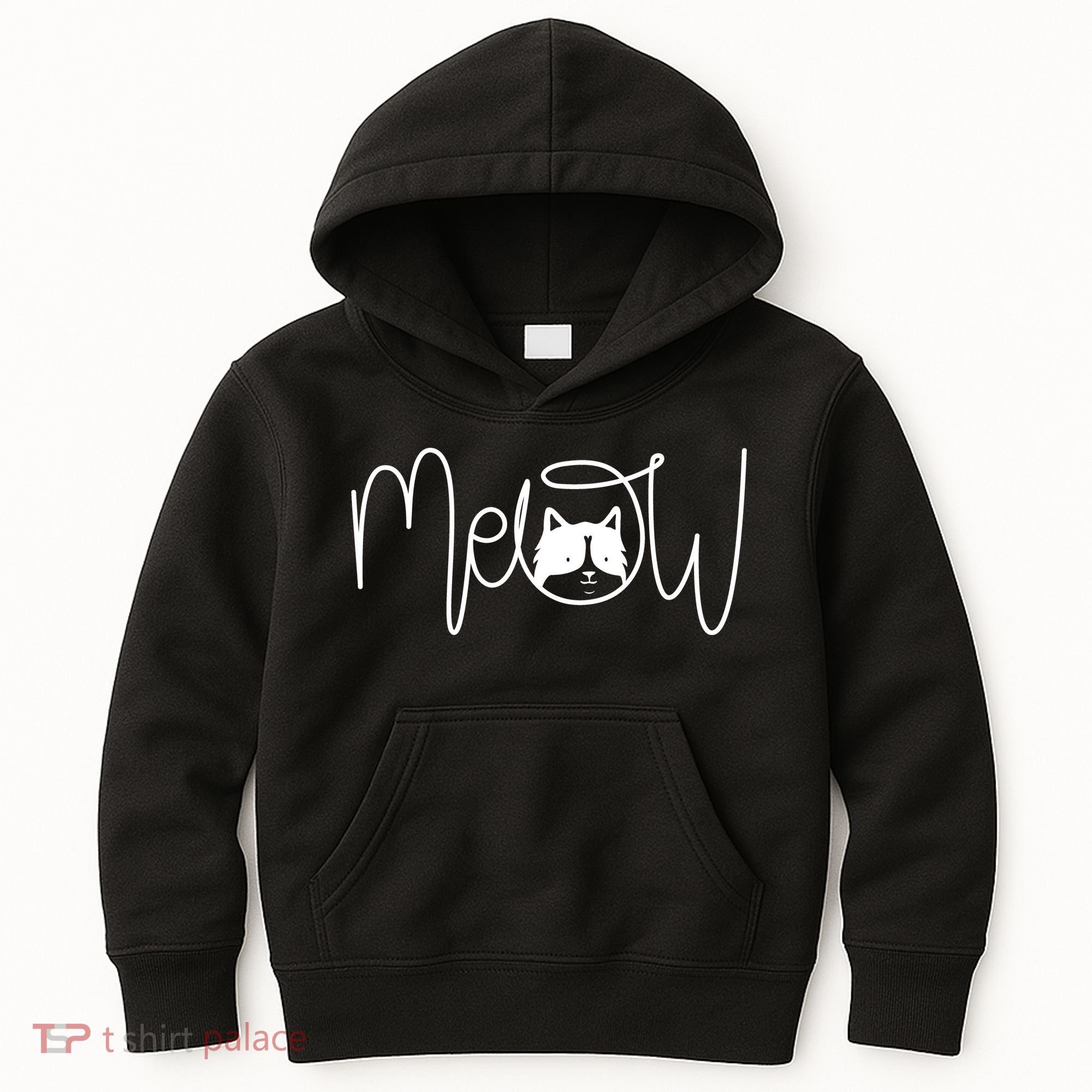 Meow Cat Calligraphy Kids Hoodie