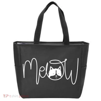 Meow Cat Calligraphy Tote Bag
