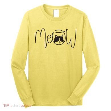 Meow Cat Calligraphy Long Sleeve Shirt