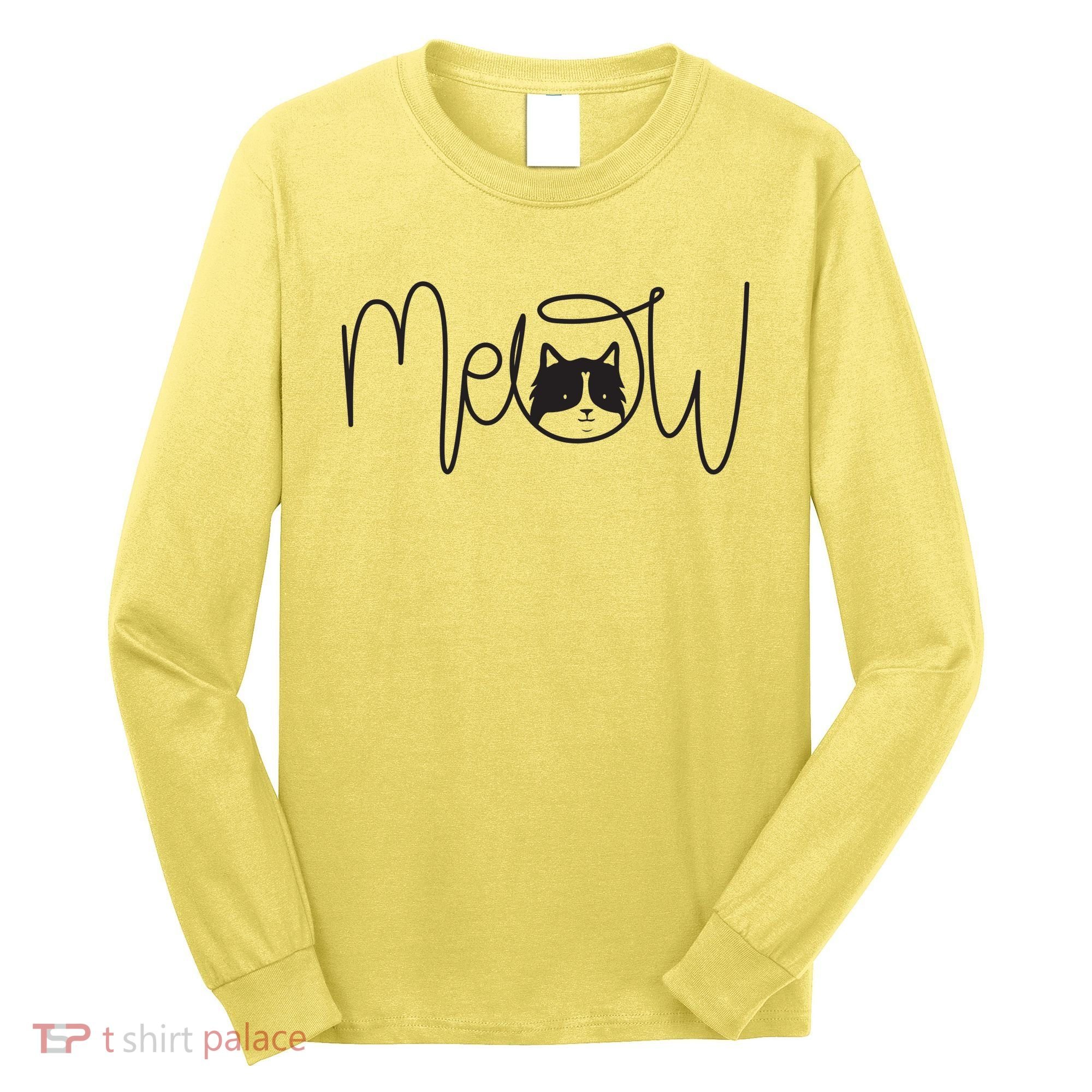 Meow Cat Calligraphy Long Sleeve Shirt