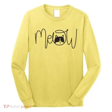 Meow Cat Calligraphy Long Sleeve Shirt
