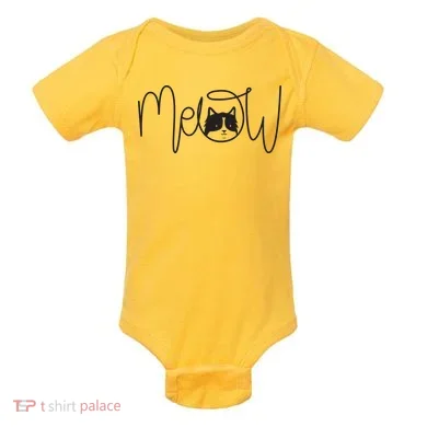 Meow Cat Calligraphy Baby Bodysuit