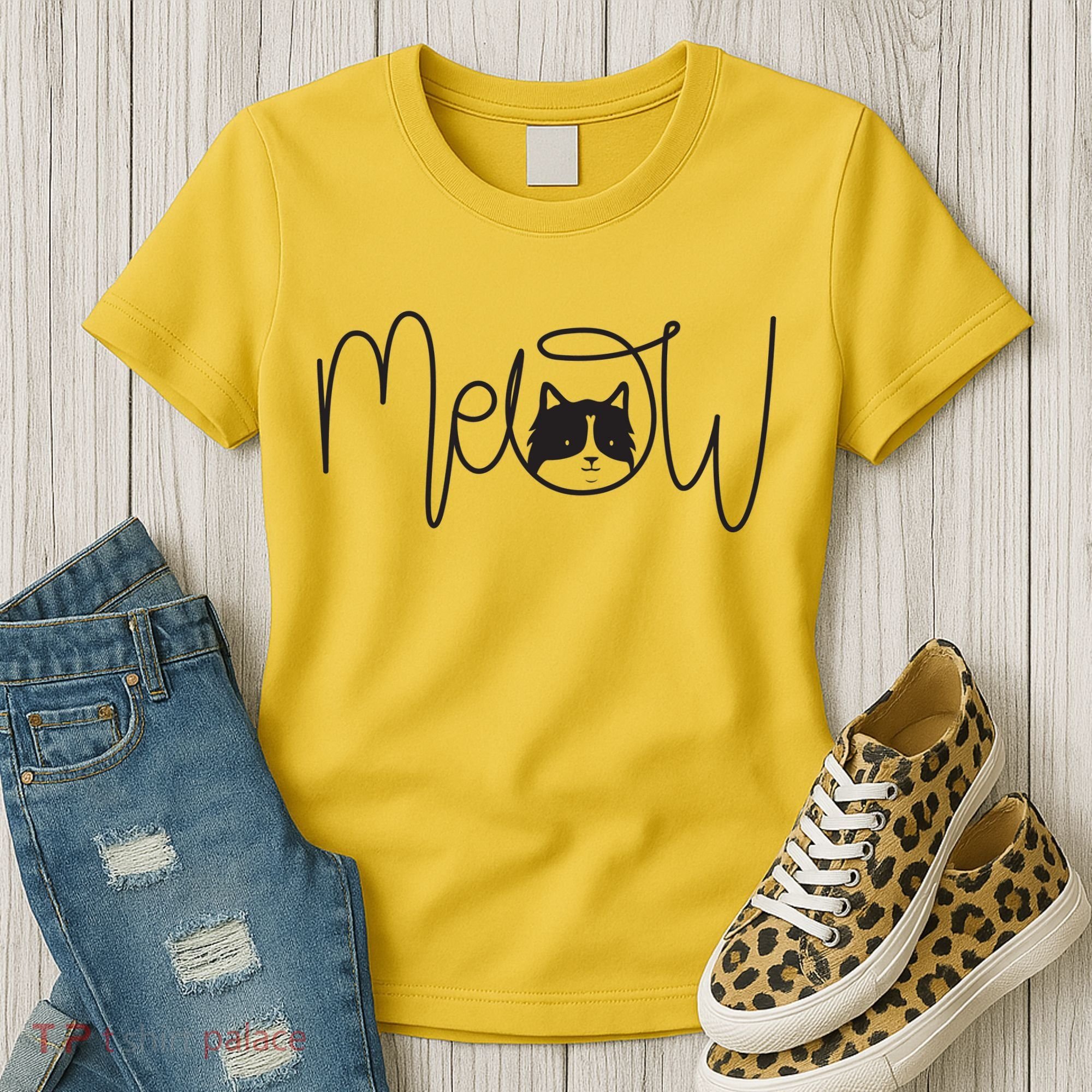 Meow Cat Calligraphy Women's T-Shirt