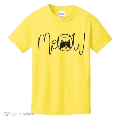 Meow Cat Calligraphy Kids T-Shirt