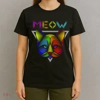 Meow Cat Neon T-Shirt thumb 4