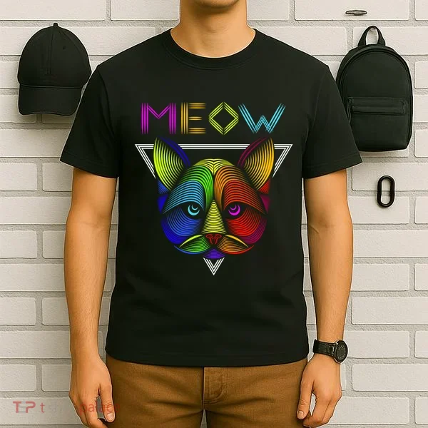 Meow Cat Neon T-Shirt