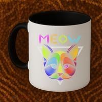 Meow Cat Neon Coffee Mug thumb 2