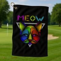 Meow Cat Neon Golf Towel thumb 1