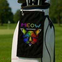 Meow Cat Neon Golf Towel thumb 2