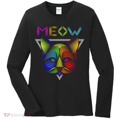 Meow Cat Neon Women's Long Sleeve Shirt