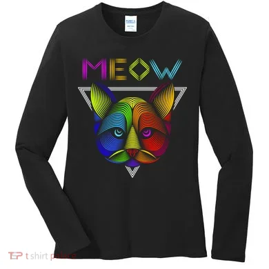 Meow Cat Neon Women's Long Sleeve Shirt