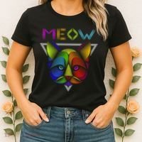 Meow Cat Neon Women's T-Shirt thumb 2