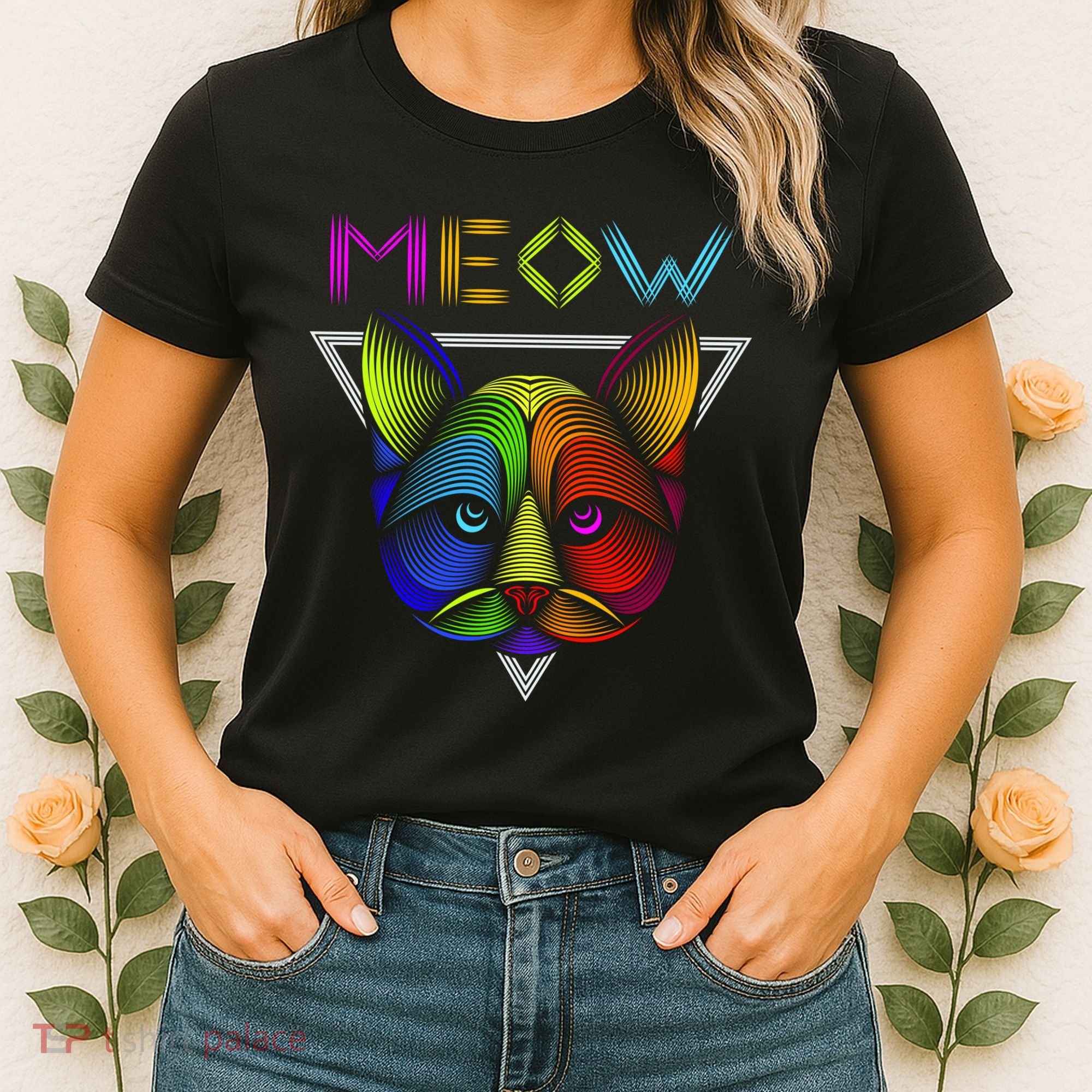 Meow Cat Neon Women's T-Shirt