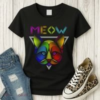 Meow Cat Neon Women's T-Shirt thumb 3