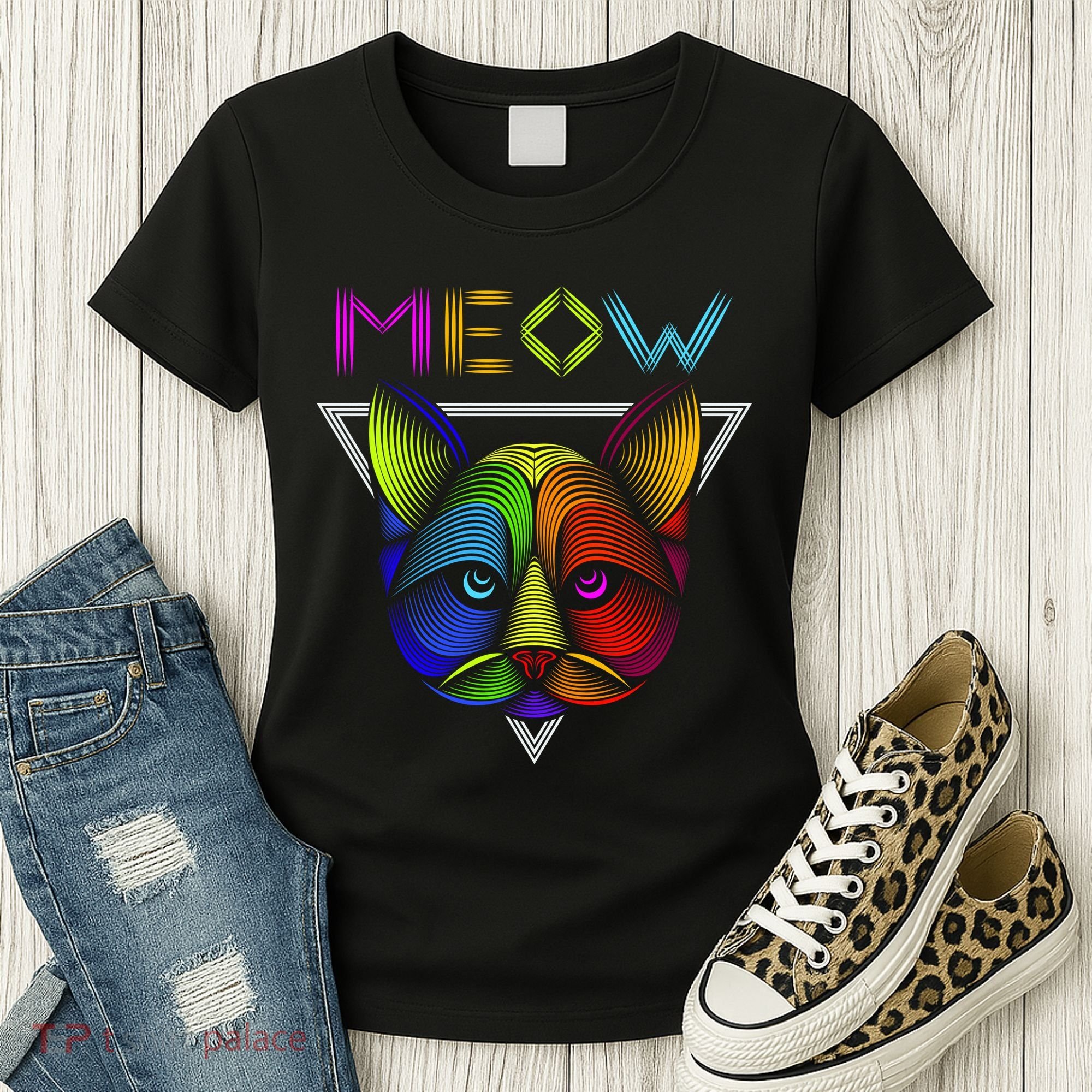 Meow Cat Neon Women's T-Shirt