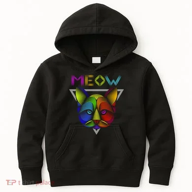 Meow Cat Neon Kids Hoodie