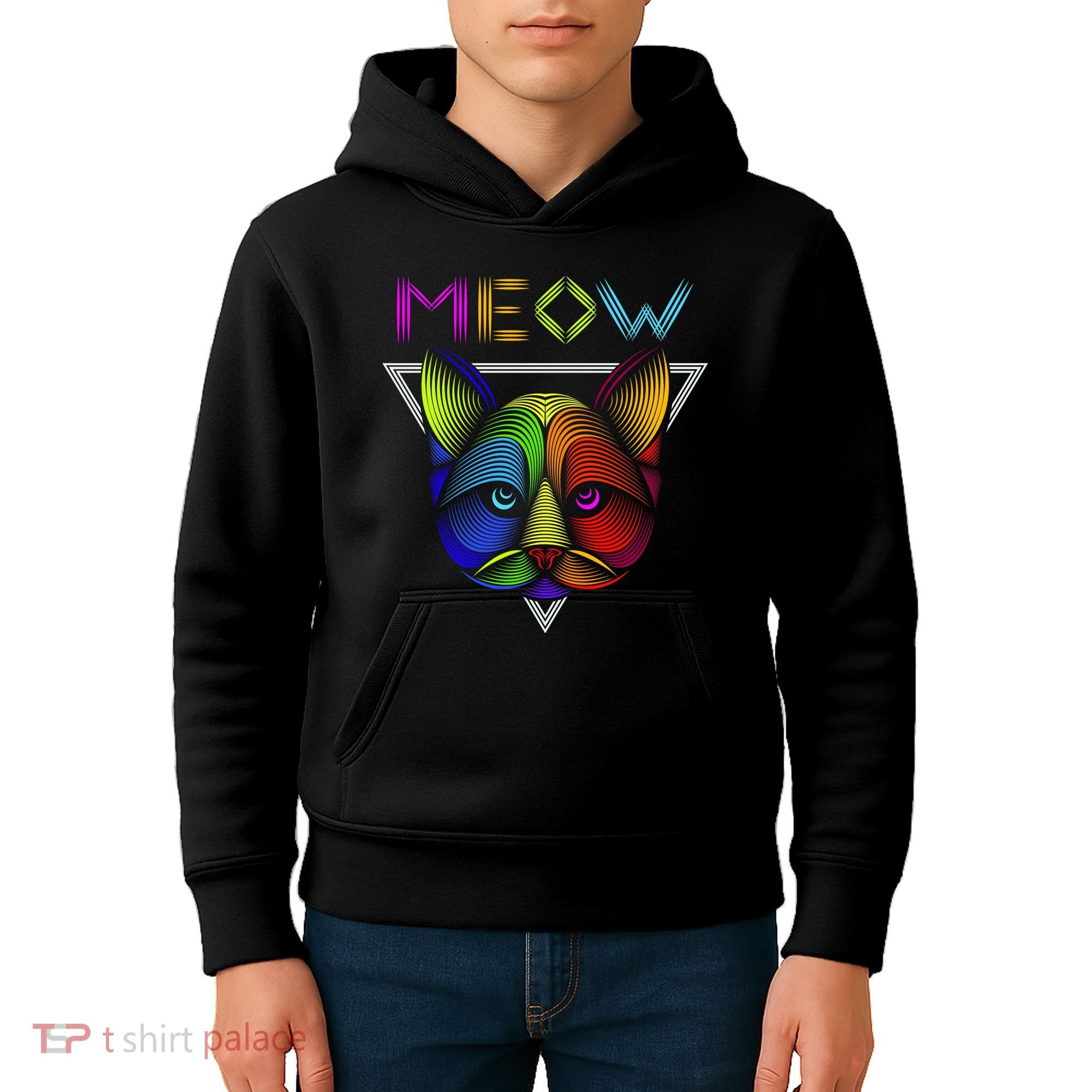 Meow Cat Neon Kids Hoodie