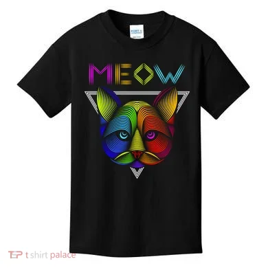 Meow Cat Neon Kids T-Shirt