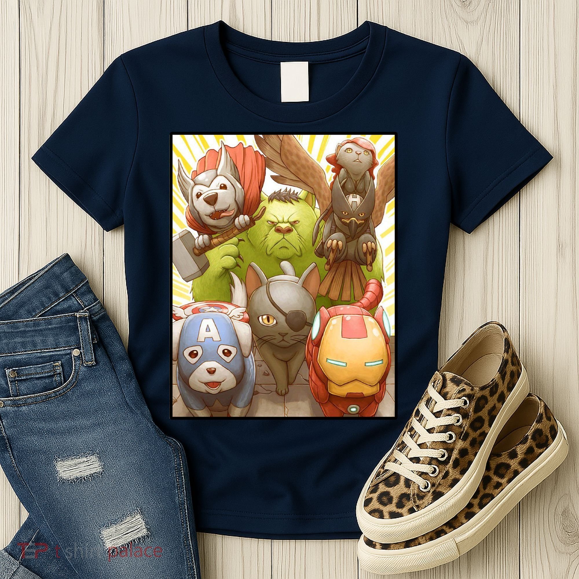 Meow Superhero Cats Comic Movie Spoof Women's T-Shirt