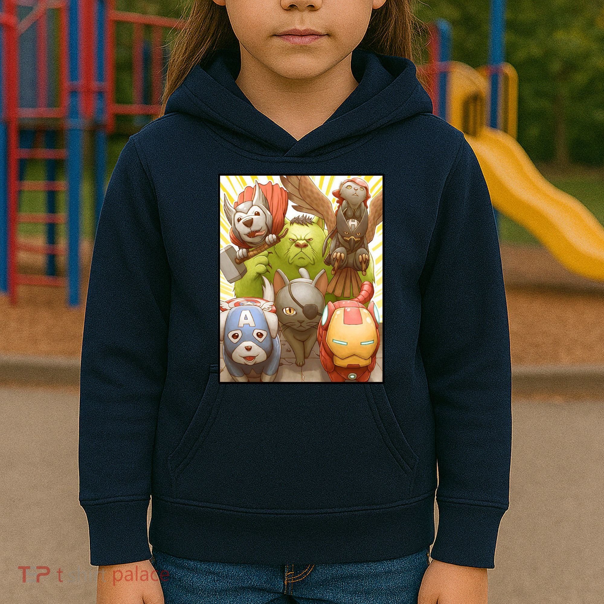 Meow Superhero Cats Comic Movie Spoof Kids Hoodie