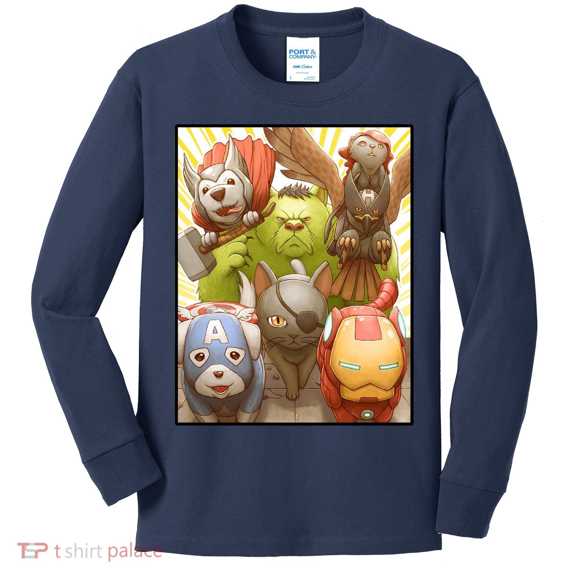 Meow Superhero Cats Comic Movie Spoof Kids Long Sleeve Shirt