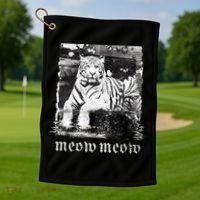 Meow Tiger Glitch Golf Towel thumb 1