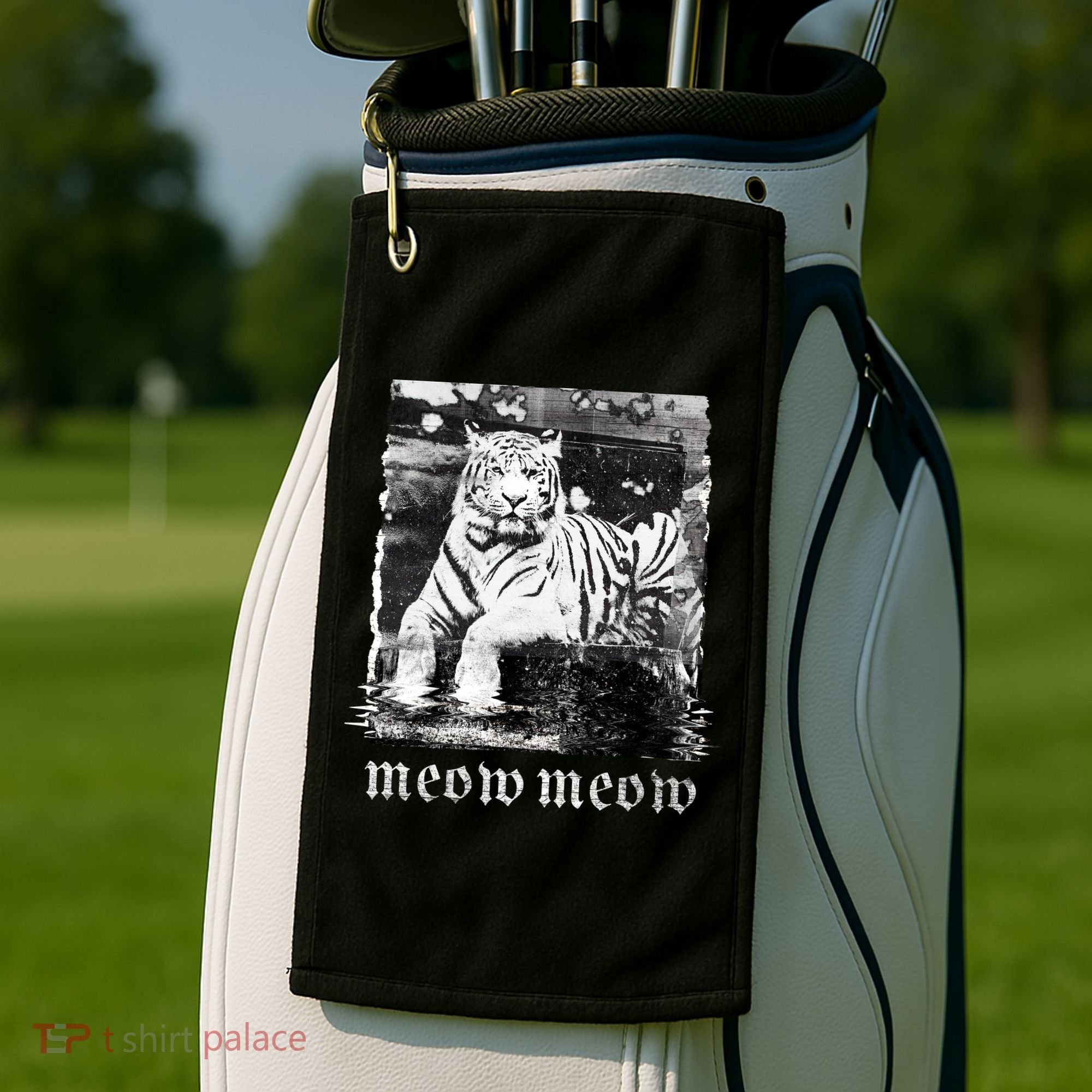 Meow Tiger Glitch Golf Towel