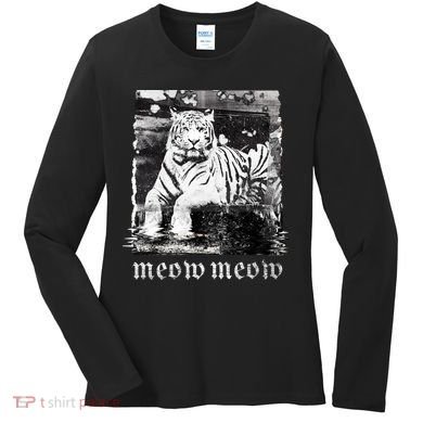 Meow Tiger Glitch Women's Long Sleeve Shirt