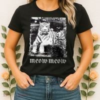 Meow Tiger Glitch Women's T-Shirt thumb 2