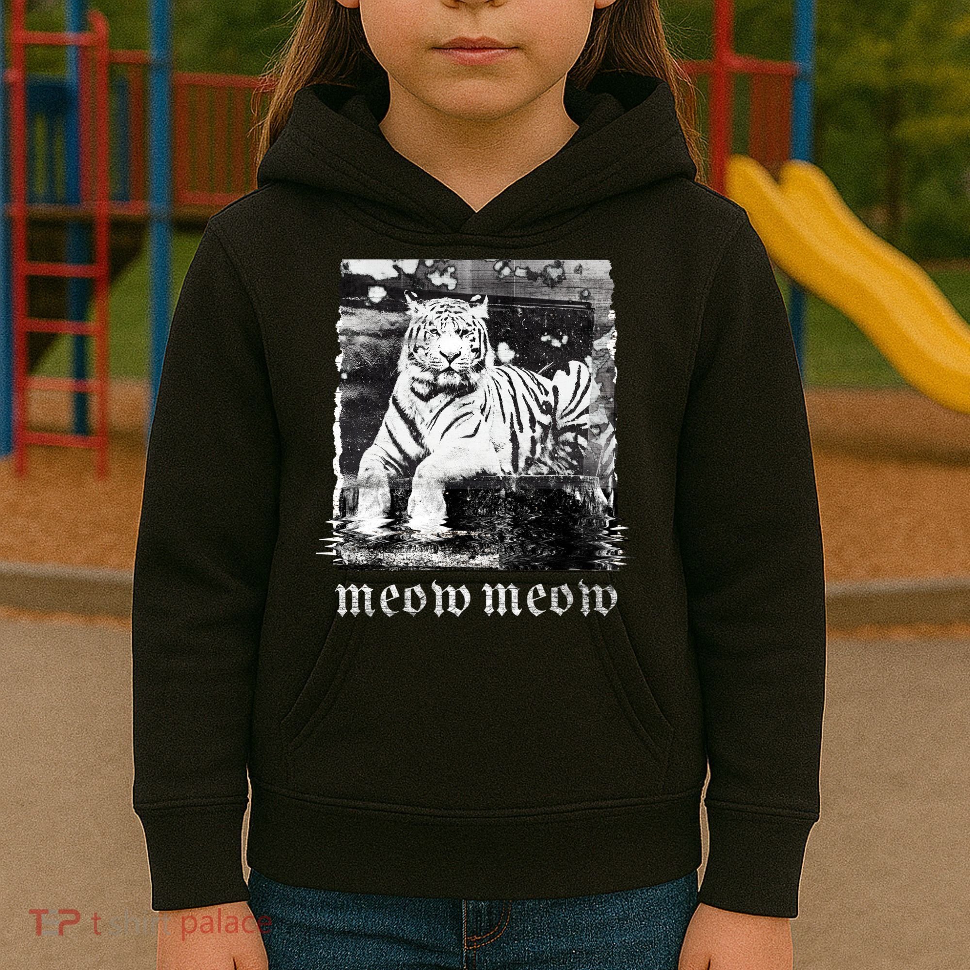 Meow Tiger Glitch Kids Hoodie
