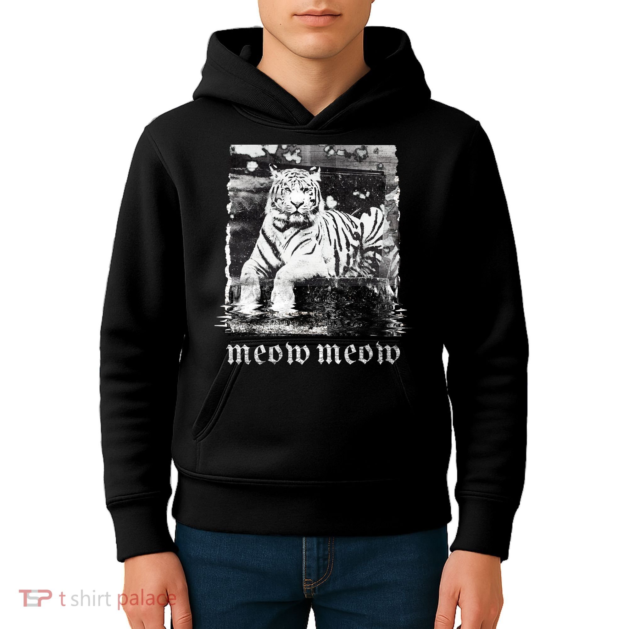 Meow Tiger Glitch Kids Hoodie
