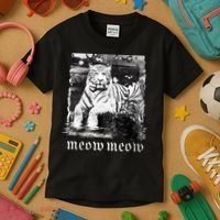 Meow Tiger Glitch Kids T-Shirt thumb 3