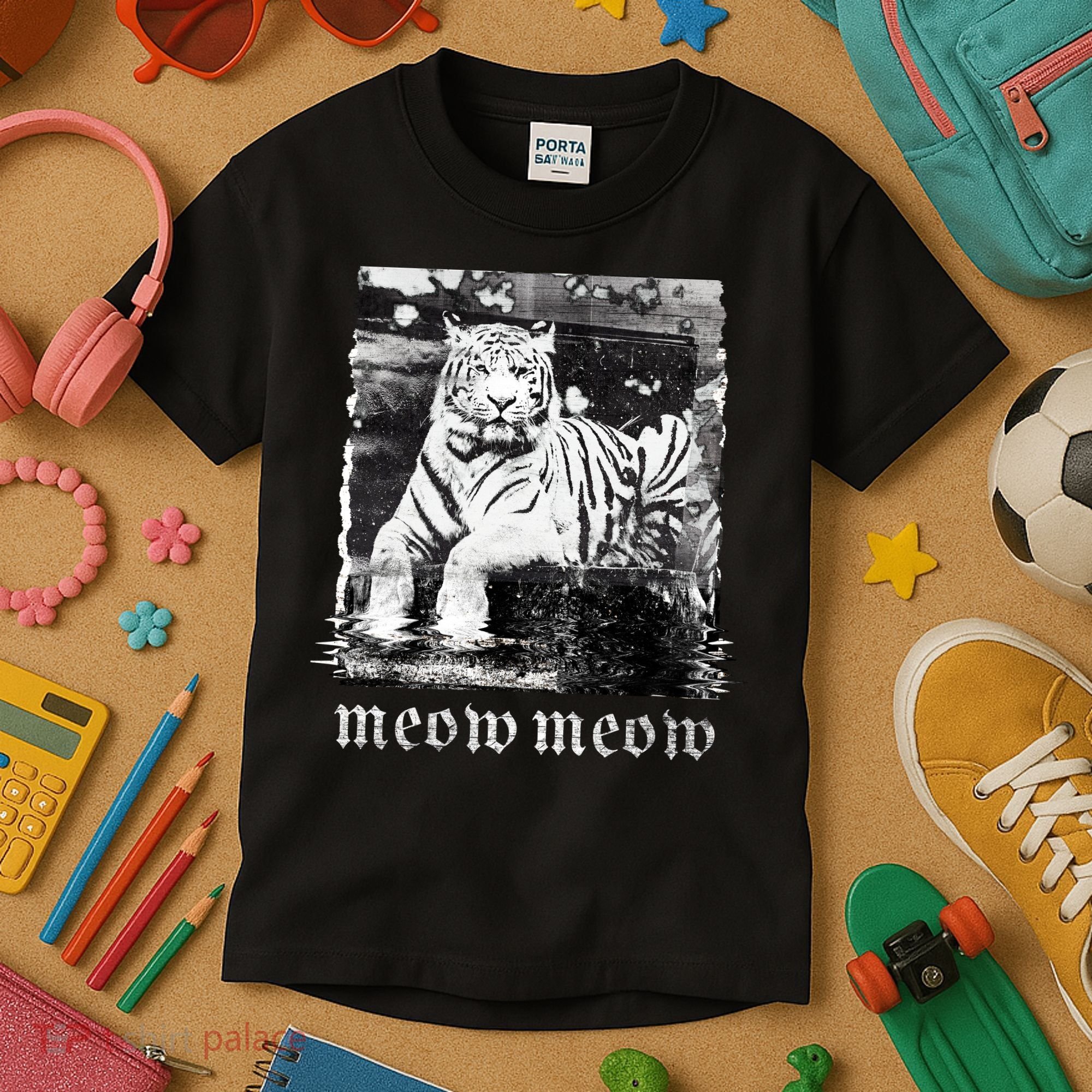 Meow Tiger Glitch Kids T-Shirt