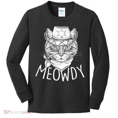 Meowdy Texas Cat Kids Long Sleeve Shirt