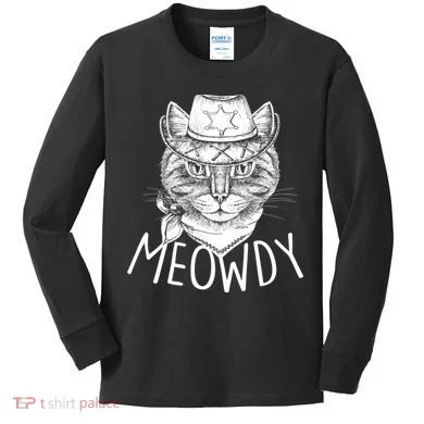 Meowdy Texas Cat Kids Long Sleeve Shirt