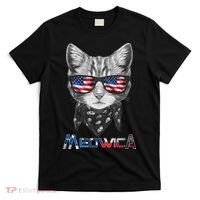 Meowica Rock Cat Funny 4th of July USA Freedom T-Shirt thumb 0