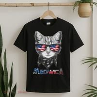 Meowica Rock Cat Funny 4th of July USA Freedom T-Shirt thumb 2