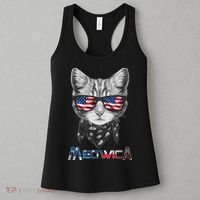 Meowica Rock Cat Funny 4th of July USA Freedom Women's Tank Top thumb 3