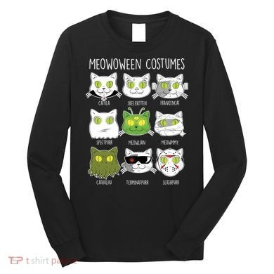 Meowoween Costumes Funny Cat Halloween Long Sleeve Shirt
