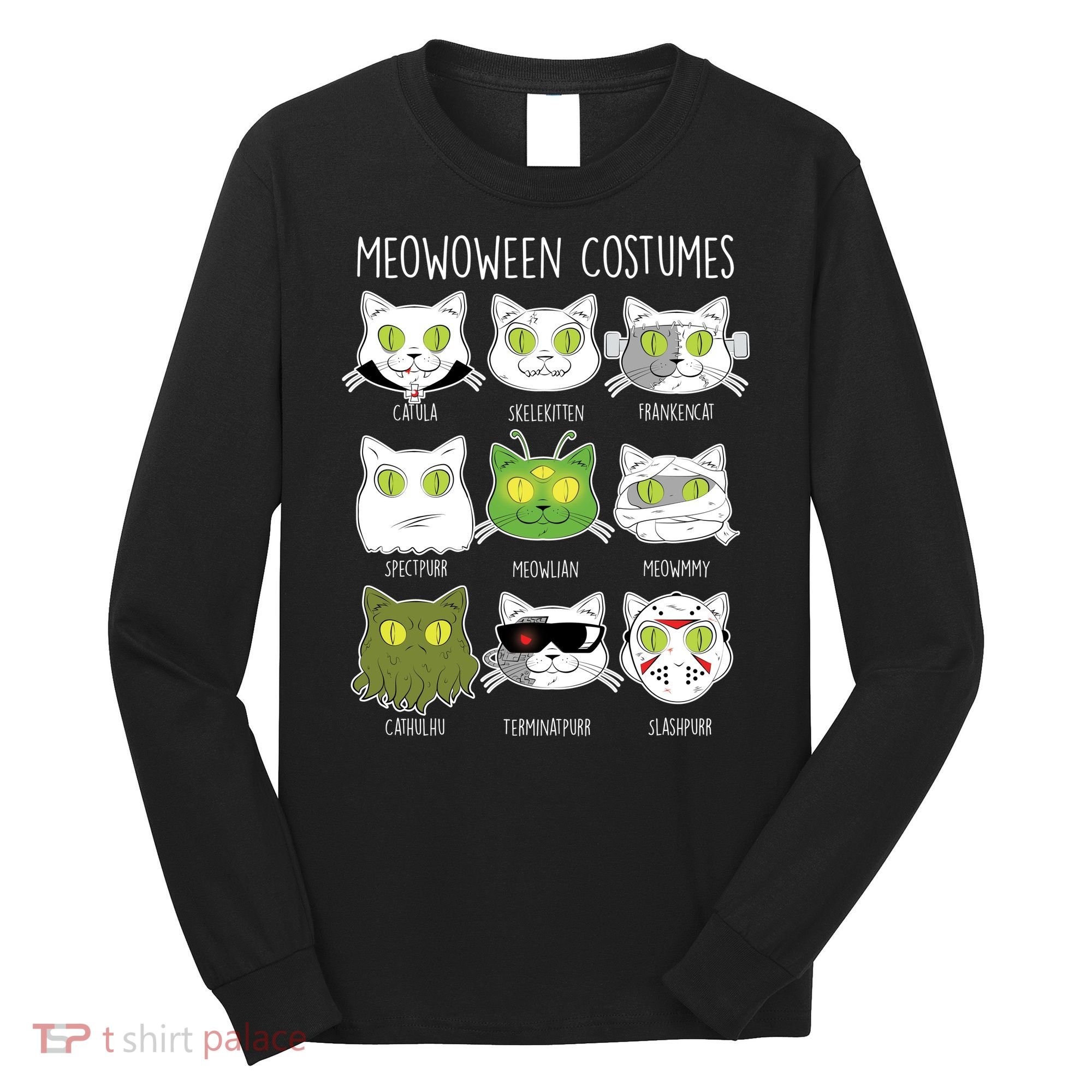 Meowoween Costumes Funny Cat Halloween Long Sleeve Shirt