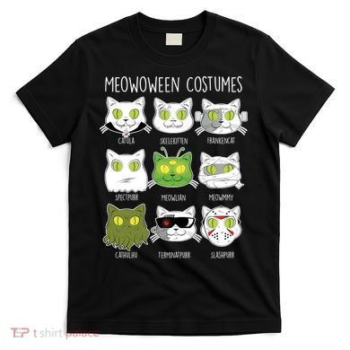 Meowoween Costumes Funny Cat Halloween T-Shirt