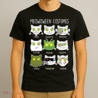 Meowoween Costumes Funny Cat Halloween T-Shirt thumb 3