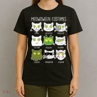 Meowoween Costumes Funny Cat Halloween T-Shirt thumb 4