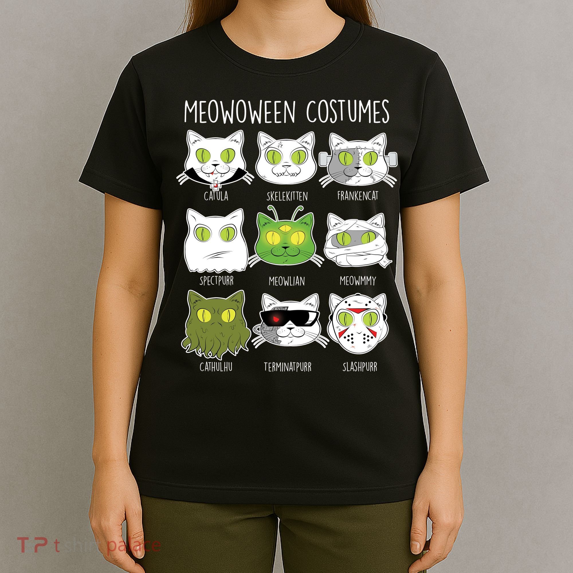 Meowoween Costumes Funny Cat Halloween T-Shirt
