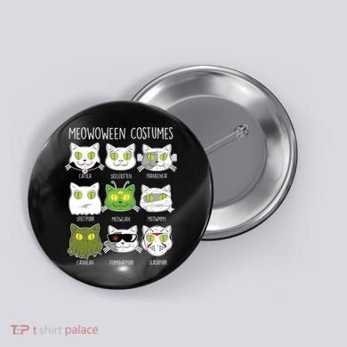 Meowoween Costumes Funny Cat Halloween Button