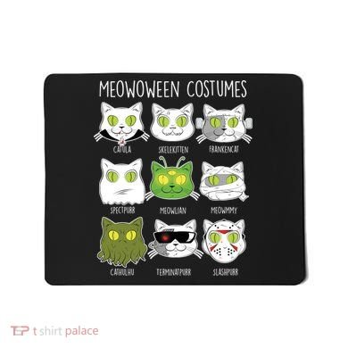 Meowoween Costumes Funny Cat Halloween Mousepad