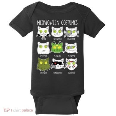 Meowoween Costumes Funny Cat Halloween Baby Bodysuit